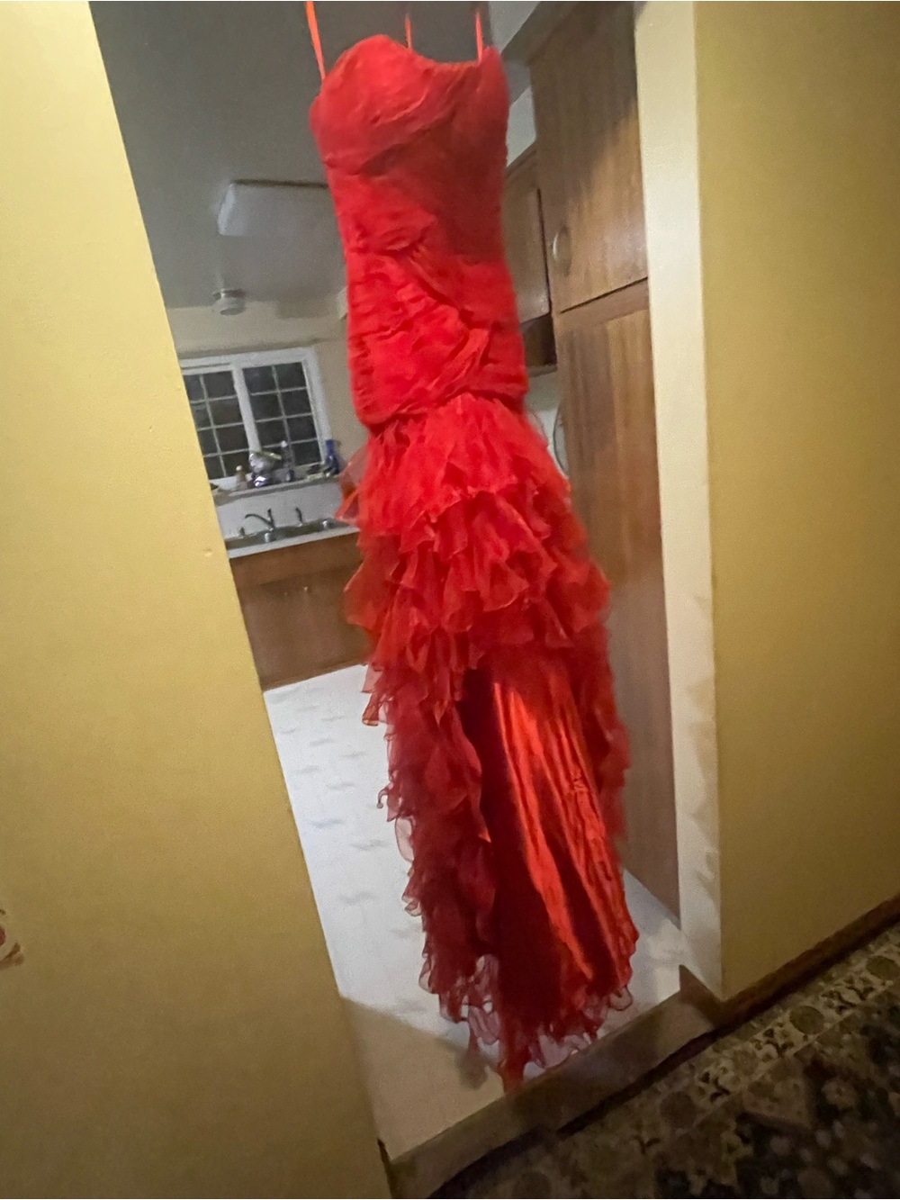 Red mermaid prom dress